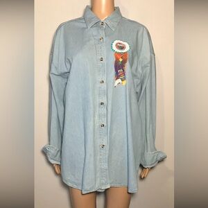 Vintage Sierra Pacific Women's Shirt Size XL Denim Iron-On Patches 100% Cotton